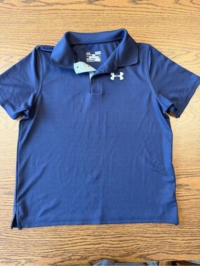 Under Armour Navy Blue Boys' Polo with White Logo